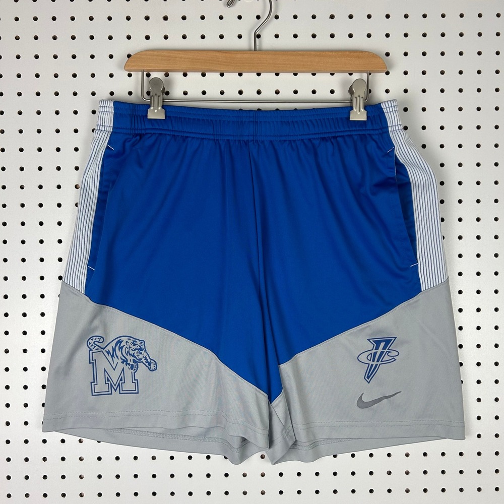 Nike 1 Cent Memphis Tigers Shorts Large Basketball Team Issued Blue Gray Penny